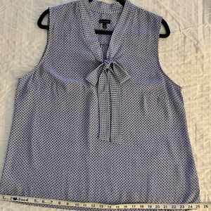 Talbots Sleeveless Royal Blue and Black Dot Patterned Top